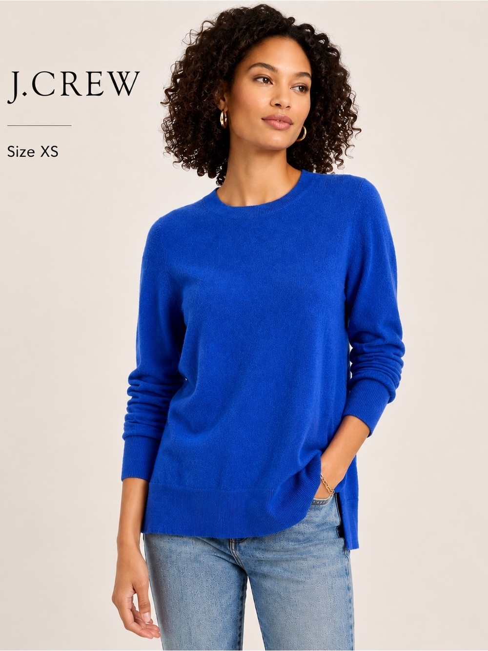 J.Crew Reimagined Blue Wool-Blend Split-Hem Sweater |
Women's XS